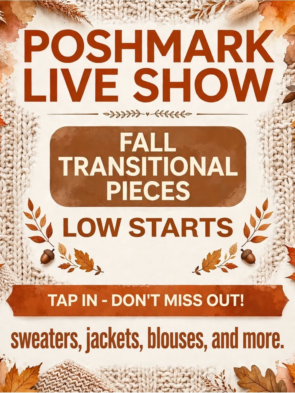 Come join me LIVE TONIGHT LOW STARTS on great Brands!